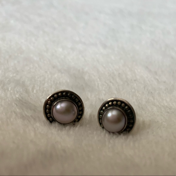 Pearl 925 silver earrings - Picture 1 of 2
